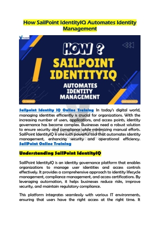 Best Sailpoint Identity IQ Online Training -  Visualpath