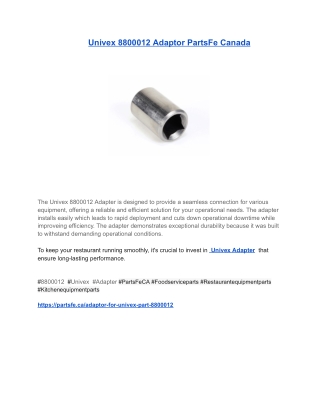 Univex 8800012 Adaptor PartsFe Canada