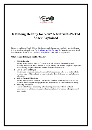 Is Biltong Healthy for You A Nutrient-Packed Snack Explained