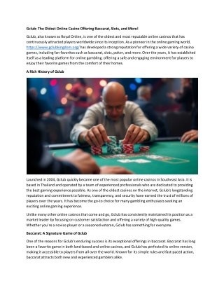 Gclub: The Oldest Online Casino Providing Baccarat, Slots, and More!