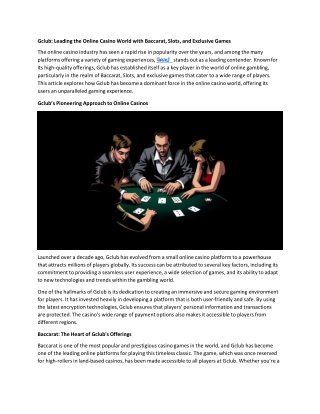 Gclub: A Timeless Online Casino Offering Baccarat, Slots, and Much More