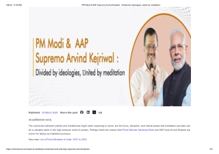 PM Modi & AAP Supremo Arvind Kejriwal _ Divided by ideologies united by meditation