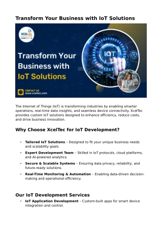 Transform Your Business with IoT Solutions