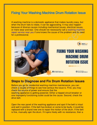 Fixing Your Washing Machine Drum Rotation Issue