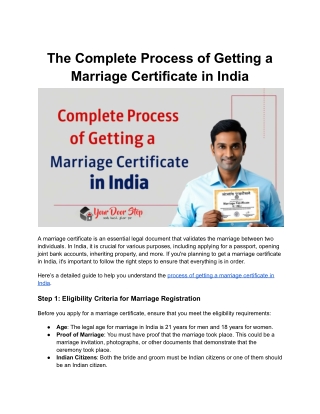 The Complete Process of Getting a Marriage Certificate in India
