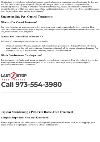 “Tips for Maintaining a Pest-Free Home After Treatment”