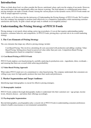 Understanding the Pricing Strategy of PITCO Foods.