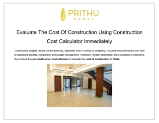 Evaluate The Cost Of Construction Using Construction Cost Calculator Immediately