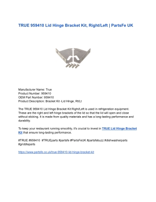 TRUE 959410 Lid Hinge Bracket Kit, Right_Left _ PartsFe UK