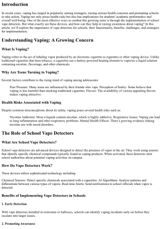 Raising Awareness About Vaping Through Detector Implementation in Schools