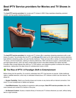 Best IPTV Service providers for Movies and TV Shows in 2025