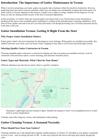 “Seasonal Gutter Maintenance Tips Every Vernon Homeowner Should Know”