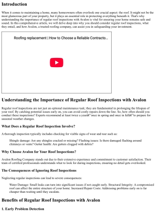 Understanding the Importance of Regular Roof Inspections with Avalon