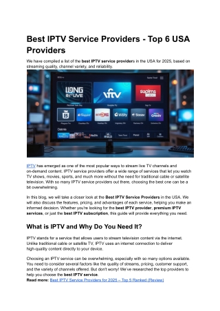 Best IPTV Service Providers - Top 6 USA Providers