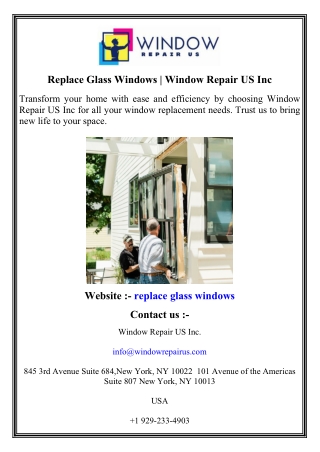 Replace Glass Windows   Window Repair US Inc