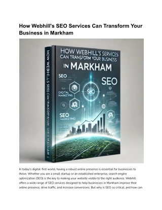 How Webhill's SEO Services Can Transform Your Business in Markham