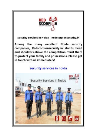 Security Services In Noida  Redscorpionsecurity.in