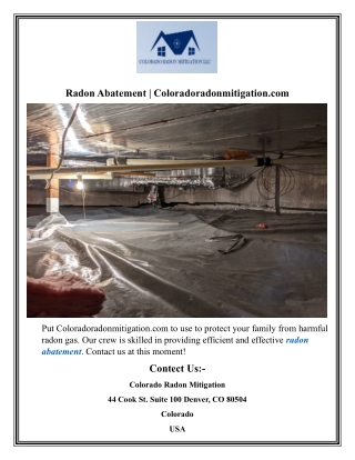 Radon Abatement  Coloradoradonmitigation