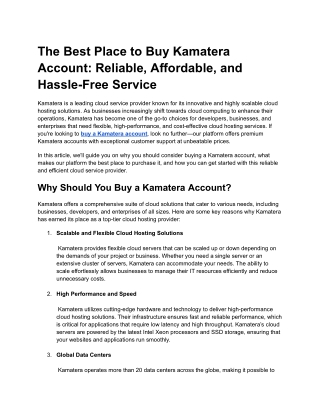The Best Place to Buy Kamatera Account_ Reliable, Affordable, and Hassle-Free Service