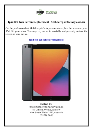 Ipad 8th Gen Screen Replacement  Mobilerepairfactory.com.au