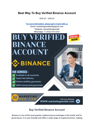 Best Way To Buy Verified Binance Account
