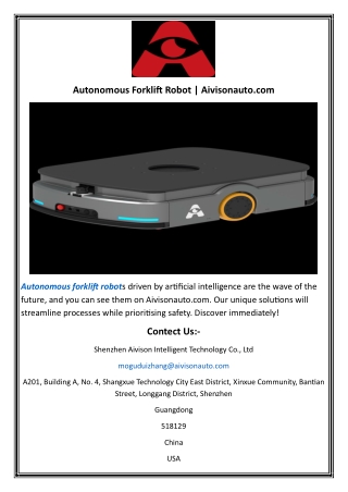 Autonomous Forklift Robot  Aivisonauto