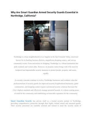 Why Are Smart Guardian Armed Security Guards Essential in Northridge, California