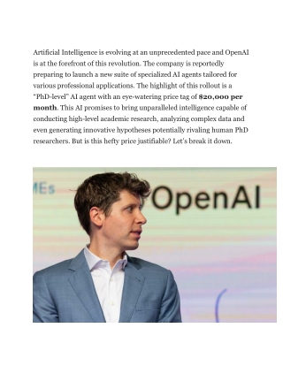 OpenAI’s PhD-Level AI Agent for $20,000 Per Month Sparkes Debate