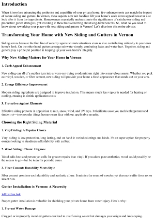 Transforming Your Home with New Siding and Gutters in Vernon