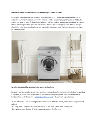 Washing Machine Rentals in Bangalore_ Everything You Need to Know