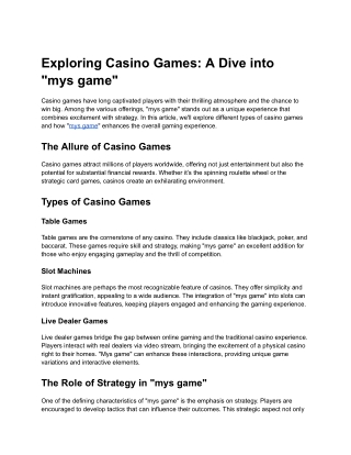 Exploring Casino Games_ A Dive into _mys game_