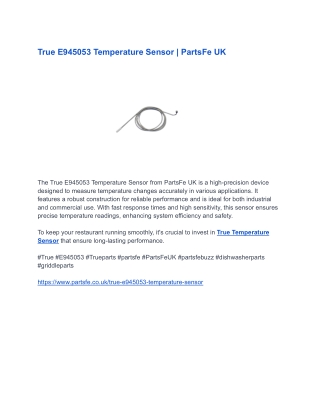 True E945053 Temperature Sensor _ PartsFe UK