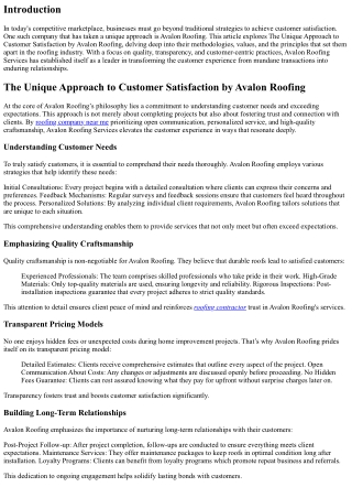 The Unique Approach to Customer Satisfaction by Avalon Roofing