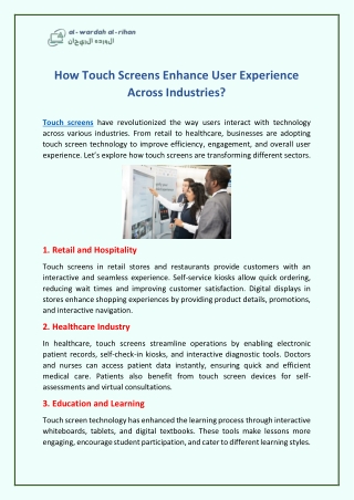 How Touch Screens Enhance User Experience Across Industries?