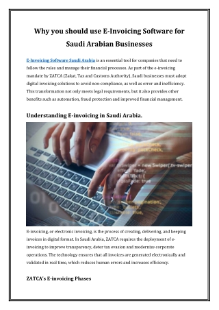 Why you should use E-Invoicing Software for Saudi Arabian Businesses