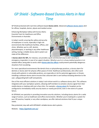 GP Shield - Software-Based Duress Alerts in Real Time