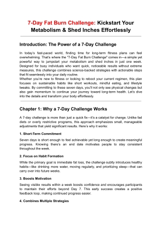 7-Day Fat Burn Challenge: Kickstart Your Metabolism & Shed Inches Effortlessly