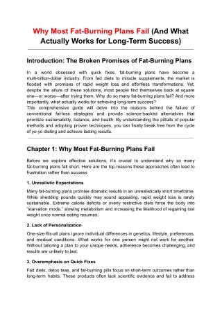 Why Most Fat-Burning Plans Fail (And What Actually Works for Long-Term Success)
