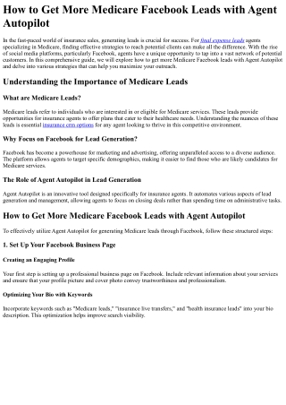 How to Get More Medicare Facebook Leads with Agent Autopilot
