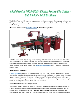 Moll FlexCut 760A/508A Digital Rotary Die Cutter - B & R Moll - Moll Brothers