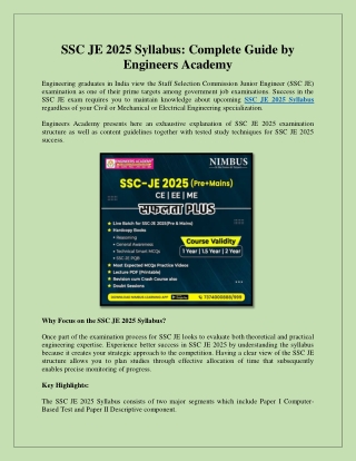 SSC JE 2025 Syllabus Complete Guide by Engineers Academy