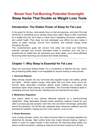 Boost Your Fat-Burning Potential Overnight_ Sleep Hacks That Double as Weight Loss Tools