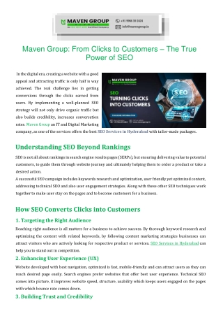 Maven Group From Clicks to Customers  The True Power of SEO