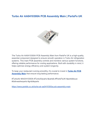 Turbo Air AA0410300A PCB Assembly Main _ PartsFe UK