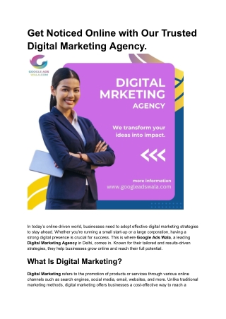 Get Noticed Online with Our Trusted Digital Marketing Agency