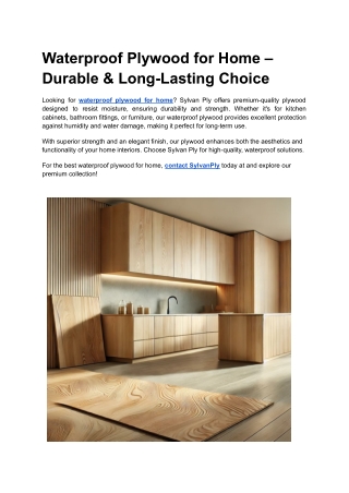 Waterproof Plywood for Home – Durable & Long-Lasting Choice