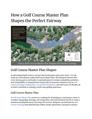 How a Golf Course Master Plan Shapes the Perfect Fairway __off-site kriti