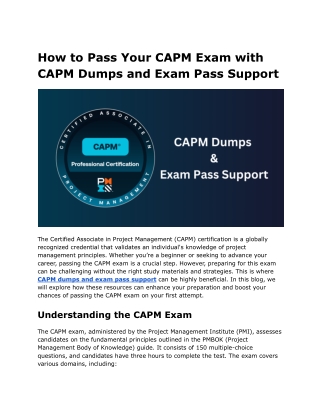 How to Pass Your CAPM Exam with CAPM Dumps and Exam Pass Support