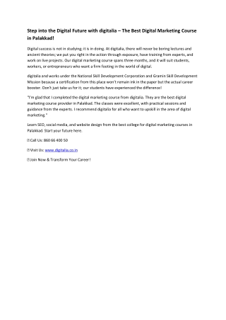 BEST DIGITAL MARKETING COURSE IN PALAKKAD
