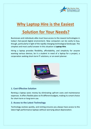 Laptop Hire: The Stress-Free Solution for Your Needs